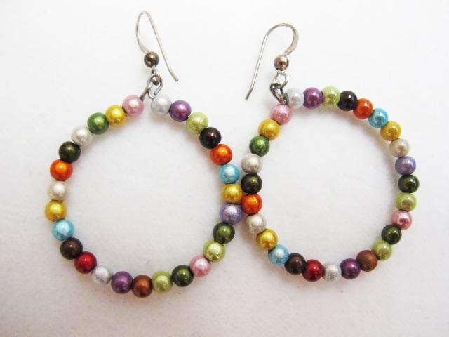Beaded Hoop Earrings in Multicolor